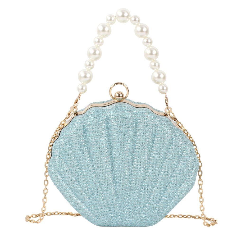 4116 Seashell Evening Bag Purse Mermaid Chain Strap Clutch Handbag Shoulder
